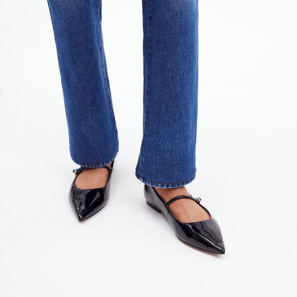 Madewell Black Patent Leather Pointed Mary Jane Flats